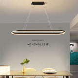 Ceiling Lights: Modern Minimalist Oval Pendant Light Adjustable LED Chandelier Black