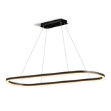 Ceiling Lights: Modern Minimalist Oval Pendant Light Adjustable LED Chandelier Black