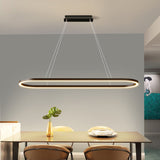 Ceiling Lights: Modern Minimalist Oval Pendant Light Adjustable LED Chandelier Black