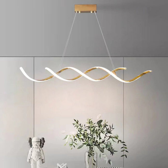Ceiling Lights: 120cm Modern Minimalist Titanium Gold Pendant Light Adjustable LED Chandelier
