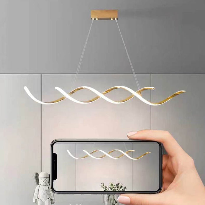 Ceiling Lights: 120cm Modern Minimalist Titanium Gold Pendant Light Adjustable LED Chandelier