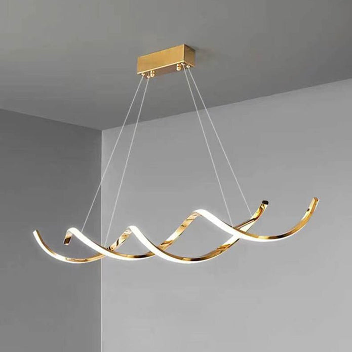Ceiling Lights: 120cm Modern Minimalist Titanium Gold Pendant Light Adjustable LED Chandelier