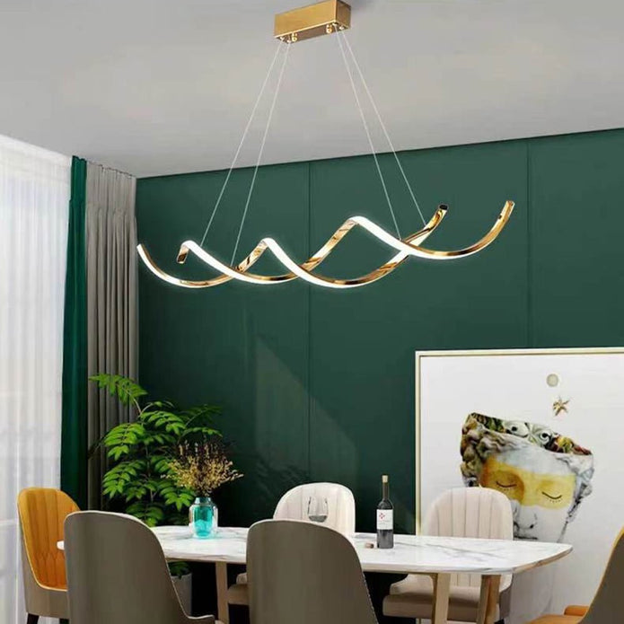 Ceiling Lights: 120cm Modern Minimalist Titanium Gold Pendant Light Adjustable LED Chandelier