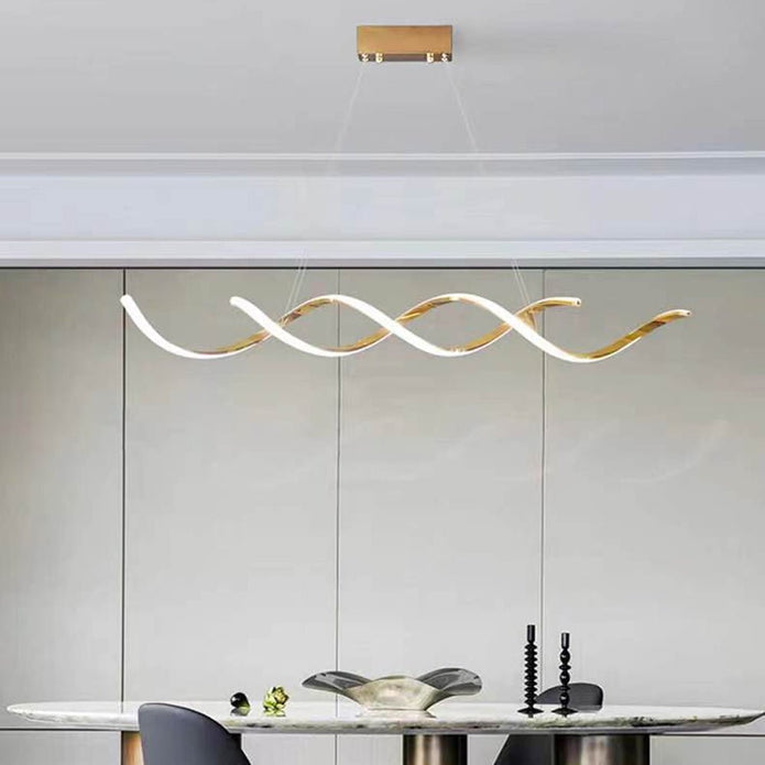 Ceiling Lights: 120cm Modern Minimalist Titanium Gold Pendant Light Adjustable LED Chandelier