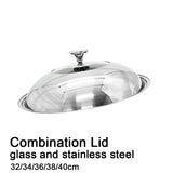 38cm Stainless steel Lid with Glass Window Frypan Casserole Pot Wok Replacement