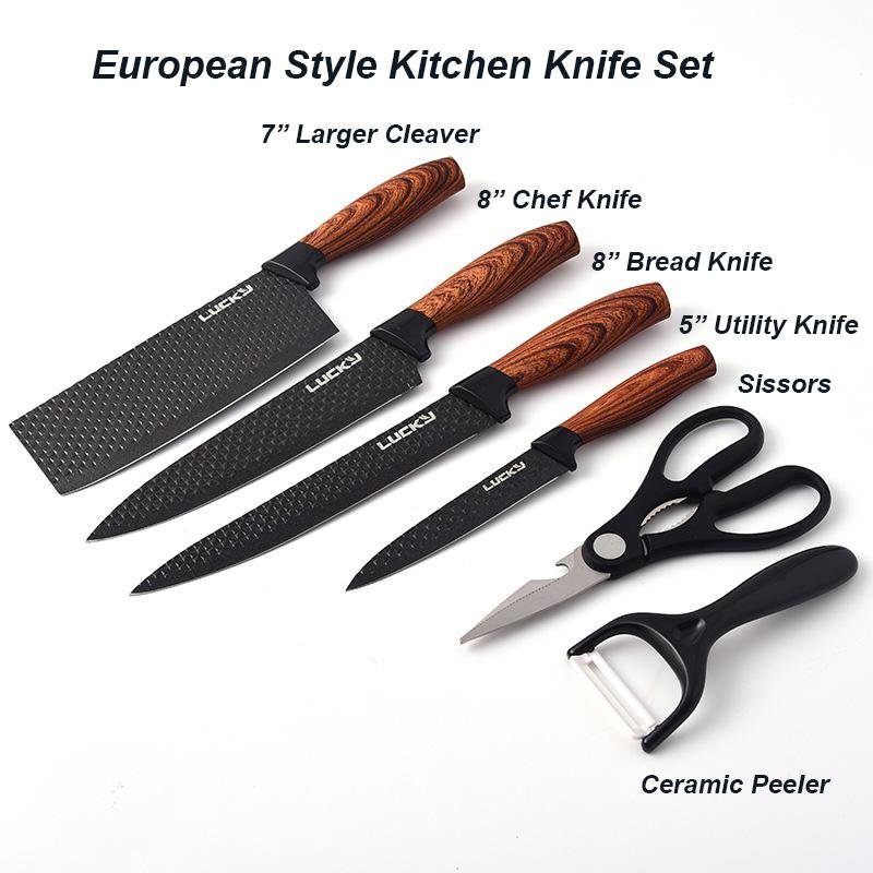 Kitchen Knives: 6 pieces Kitchen Knife Set Everich Chef Knives Stainless Steel Nonstick Scissor