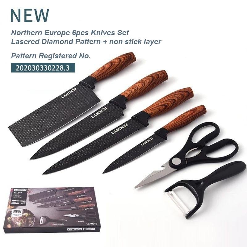 Kitchen Knives: 6 pieces Kitchen Knife Set Everich Chef Knives Stainless Steel Nonstick Scissor