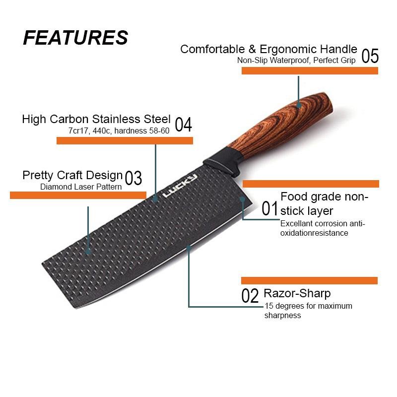 Kitchen Knives: 6 pieces Kitchen Knife Set Everich Chef Knives Stainless Steel Nonstick Scissor