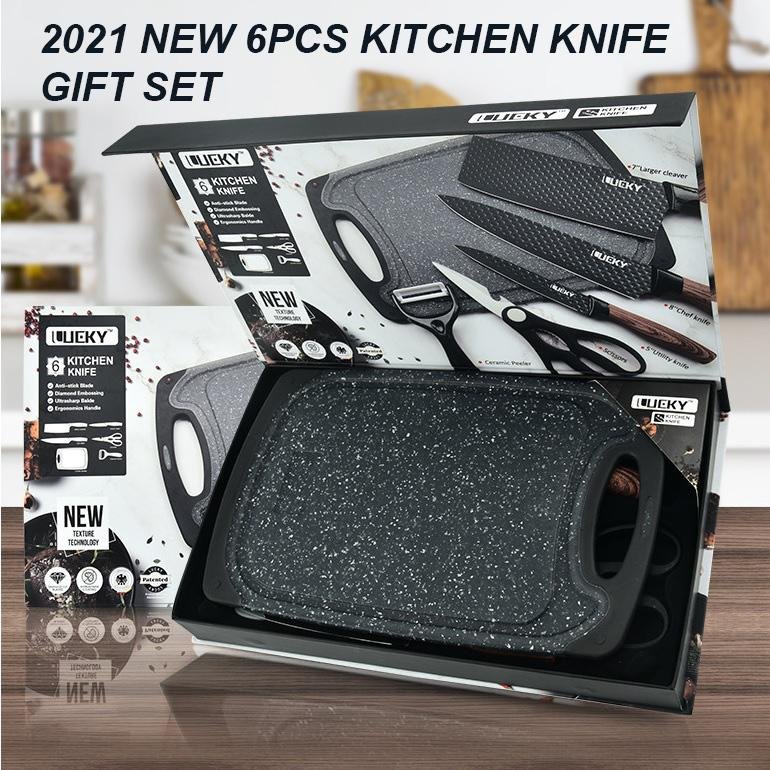 Kitchen Knives: 6 pieces Kitchen Knife Set Everich Chef Knives Stainless Steel Nonstick Scissor Cutting Board