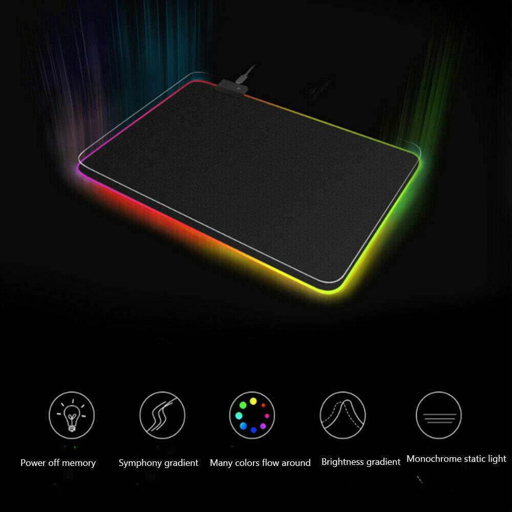 Desk Accessories: LED Gaming Mouse Pad Large RGB Extended Mousepad Keyboard Desk Anti-slip Mat