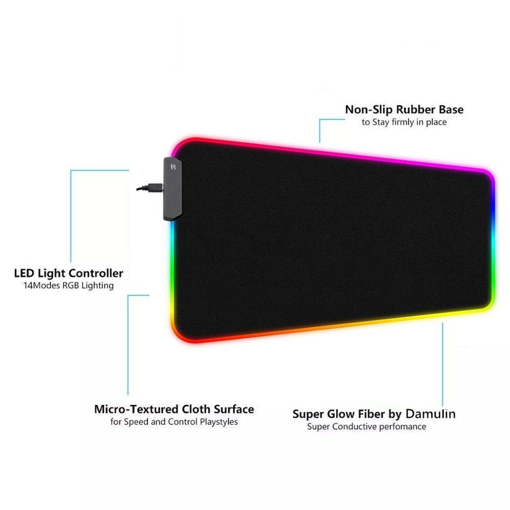 Desk Accessories: LED Gaming Mouse Pad Large RGB Extended Mousepad Keyboard Desk Anti-slip Mat