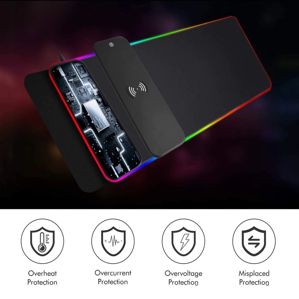 Mouse & Accessories: RGB Wireless 15W Oversized Charger Mouse Pad 800x300 MM Gaming Mouse Pad