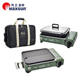 BBQ Tools: Portable Gas BBQ Stove PRO Grill Plate Burner Butane Camping Gas Cooker With Non Stick Pan and Lid