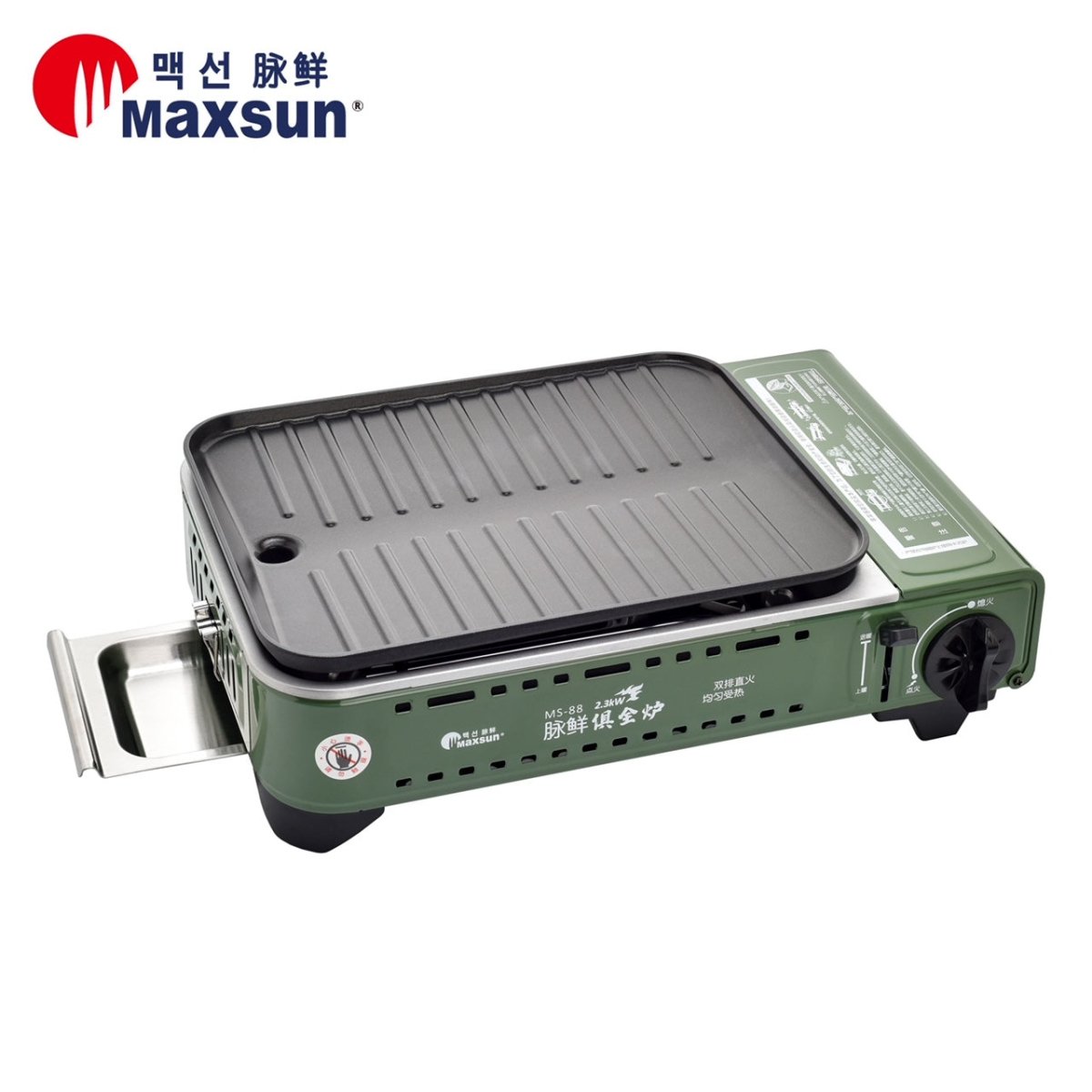 BBQ Tools: Portable Gas BBQ Stove PRO Grill Plate Burner Butane Camping Gas Cooker With Non Stick Pan and Lid