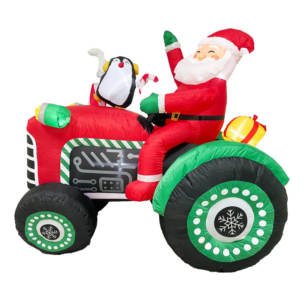 Christmas Decorations: Radiant Christmas Lights Tractor Penguin Gift Xmas Inflatable Santa 1.8m Height