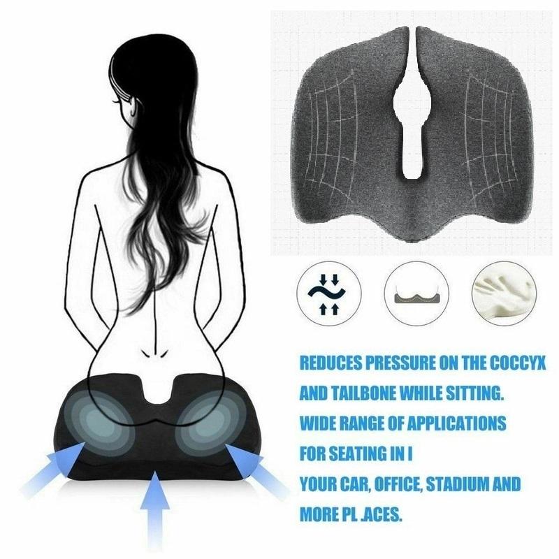 Office & Desk Chairs: Premium Memory Foam Seat Cushion Coccyx Orthopedic Back Pain Relief Chair Pillow Office Dark Grey