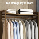 Clothing & Wardrobe Storage: Bamboo Clothes Rack Garment Closet Storage Organizer Hanging Rail Shelf Dress room 110CM