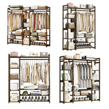Clothing & Wardrobe Storage: Bamboo Clothes Rack Garment Closet Storage Organizer Hanging Rail Shelf Dress room 120CM