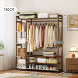 Clothing & Wardrobe Storage: Bamboo Clothes Rack Garment Closet Storage Organizer Hanging Rail Shelf Dress room 120CM
