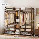 Clothing & Wardrobe Storage: Bamboo Clothes Rack Garment Closet Storage Organizer Hanging Rail Shelf Dress room 170cm