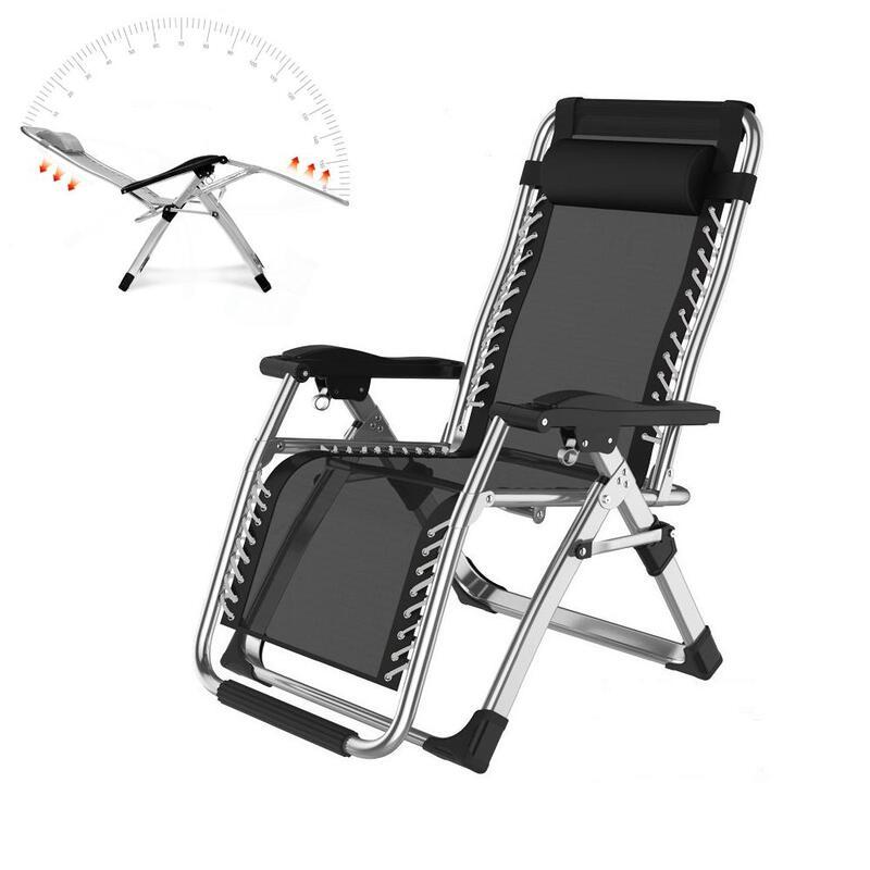 Outdoor Chairs: Kingsize Outdoor Folding Reclining Garden Beach Chair Sun Lounger Deck Recliner Silver Color