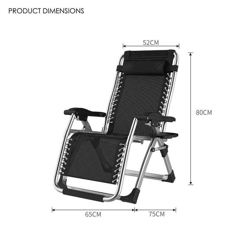Outdoor Chairs: Kingsize Outdoor Folding Reclining Garden Beach Chair Sun Lounger Deck Recliner Silver Color