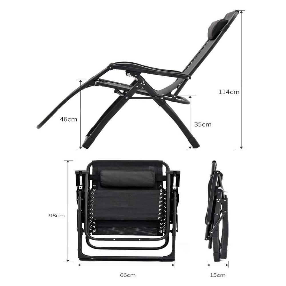 Outdoor Chairs: Kingsize Outdoor Folding Reclining Garden Beach Chair Sun Lounger Deck Recliner Silver Color