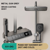 Shower Accessories: Geobella S31 Luxury Shower System Hot Cold Mixer Shower Set Bathroom Thermostatic SPA Rainfall Bath Tap Bathtub Wall Mount LED Digital Faucet