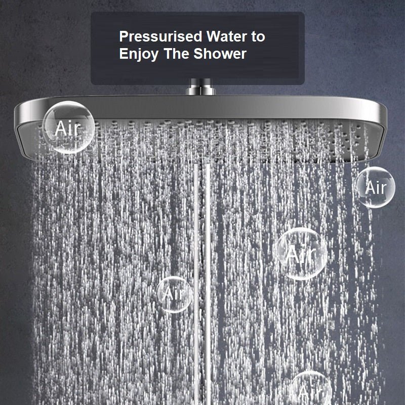 Shower Accessories: Geobella S31 Luxury Shower System Hot Cold Mixer Shower Set Bathroom Thermostatic SPA Rainfall Bath Tap Bathtub Wall Mount LED Digital Faucet