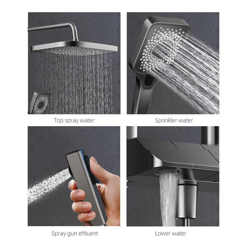 Shower Accessories: Geobella S31 Luxury Shower System Hot Cold Mixer Shower Set Bathroom Thermostatic SPA Rainfall Bath Tap Bathtub Wall Mount LED Digital Faucet
