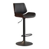 Kitchen & Dining Chairs: SERENITà European Wooden Modern Bar Stools Bistro Stool with Rotating and Aerodynamic Multi-levelled(Black)