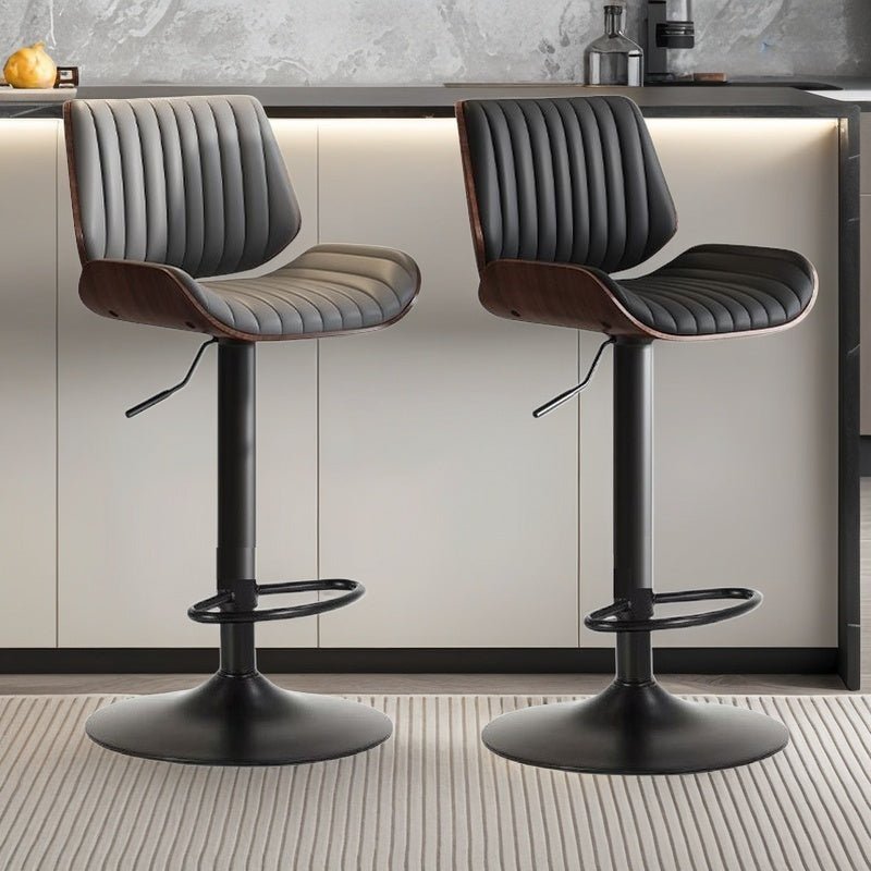 Kitchen & Dining Chairs: SERENITà European Wooden Modern Bar Stools Bistro Stool with Rotating and Aerodynamic Multi-levelled (Grey)