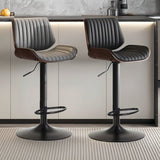 Kitchen & Dining Chairs: SERENITà European Wooden Modern Bar Stools Bistro Stool with Rotating and Aerodynamic Multi-levelled (Grey)