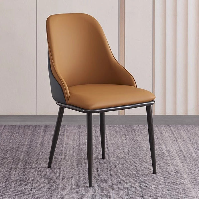 VELLUTO Dining Chair Modern upholstered Leather Kitchen Chairs with armrests Bathtub Chair Leisure Lounge Chair Living Room Bedroom Home Set of 2(Orange)