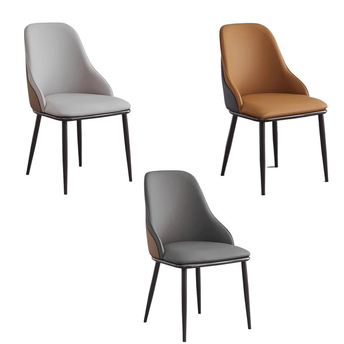 VELLUTO Dining Chair Modern upholstered Leather Kitchen Chairs with armrests Bathtub Chair Leisure Lounge Chair Living Room Bedroom Home Set of 2(Orange)