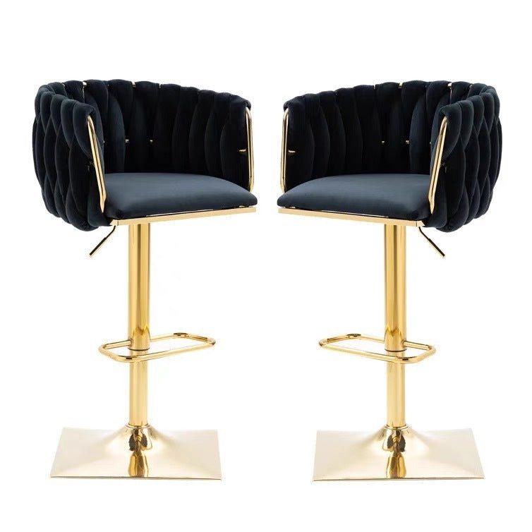 Table & Bar Stools: SERENITà Modern Velvet Breakfast Bar Stools Swivel Barstools Adjustable Counter Stools with Backrest Set of 2 Black