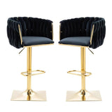 Table & Bar Stools: SERENITà Modern Velvet Breakfast Bar Stools Swivel Barstools Adjustable Counter Stools with Backrest Set of 2 Black