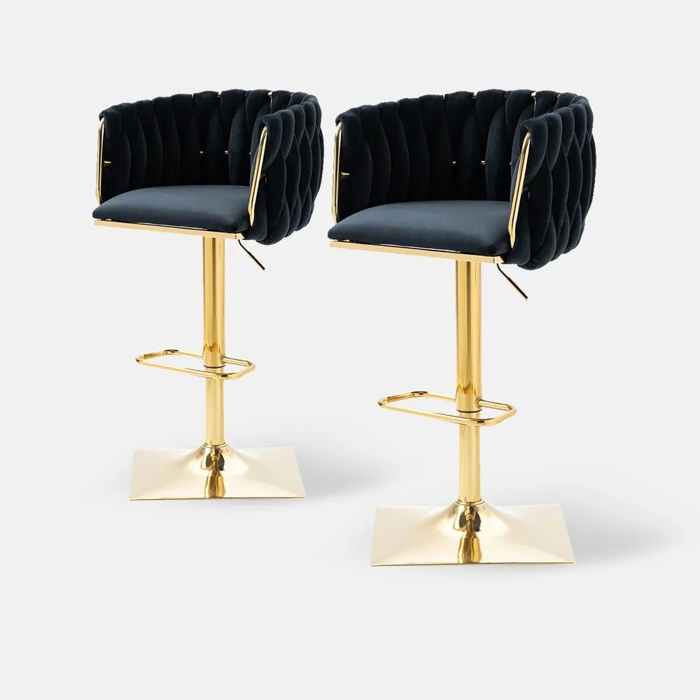 Table & Bar Stools: SERENITà Modern Velvet Breakfast Bar Stools Swivel Barstools Adjustable Counter Stools with Backrest Set of 2 Black