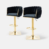 Table & Bar Stools: SERENITà Modern Velvet Breakfast Bar Stools Swivel Barstools Adjustable Counter Stools with Backrest Set of 2 Black