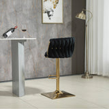 Table & Bar Stools: SERENITà Modern Velvet Breakfast Bar Stools Swivel Barstools Adjustable Counter Stools with Backrest Set of 2 Black