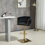 Table & Bar Stools: SERENITà Modern Velvet Breakfast Bar Stools Swivel Barstools Adjustable Counter Stools with Backrest Set of 2 Black