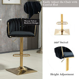 Table & Bar Stools: SERENITà Modern Velvet Breakfast Bar Stools Swivel Barstools Adjustable Counter Stools with Backrest Set of 2 Black