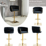 Table & Bar Stools: SERENITà Modern Velvet Breakfast Bar Stools Swivel Barstools Adjustable Counter Stools with Backrest Set of 2 Black