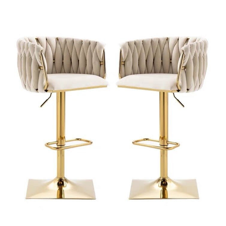 Table & Bar Stools: SERENITà Modern Velvet Breakfast Bar Stools Swivel Barstools Adjustable Counter Stools with Backrest Set of 2 iVORY