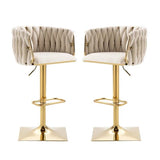 Table & Bar Stools: SERENITà Modern Velvet Breakfast Bar Stools Swivel Barstools Adjustable Counter Stools with Backrest Set of 2 iVORY