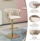 Table & Bar Stools: SERENITà Modern Velvet Breakfast Bar Stools Swivel Barstools Adjustable Counter Stools with Backrest Set of 2 iVORY