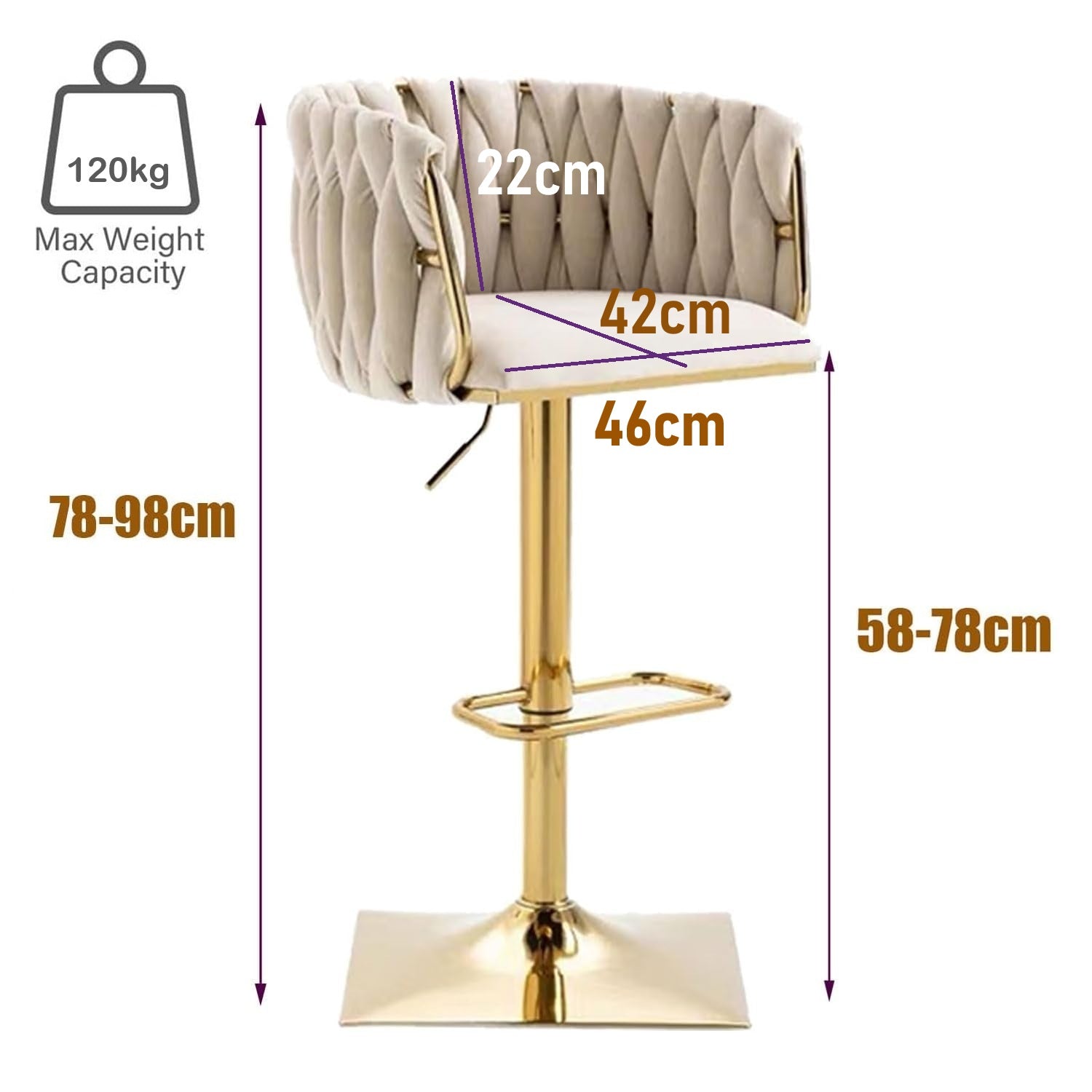 Table & Bar Stools: SERENITà Modern Velvet Breakfast Bar Stools Swivel Barstools Adjustable Counter Stools with Backrest Set of 2 iVORY