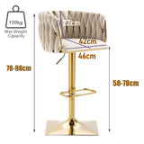 Table & Bar Stools: SERENITà Modern Velvet Breakfast Bar Stools Swivel Barstools Adjustable Counter Stools with Backrest Set of 2 iVORY