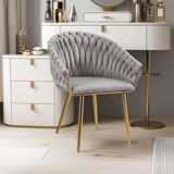 Kitchen & Dining Chairs: SERENITà Grey Modern Velvet Dining Chairs, Upholstered Living Room Chair with Woven Back and Golden Metal Legs, Mid-Century Accent Set of 2(Grey)