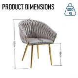Kitchen & Dining Chairs: SERENITà Grey Modern Velvet Dining Chairs, Upholstered Living Room Chair with Woven Back and Golden Metal Legs, Mid-Century Accent Set of 2(Grey)